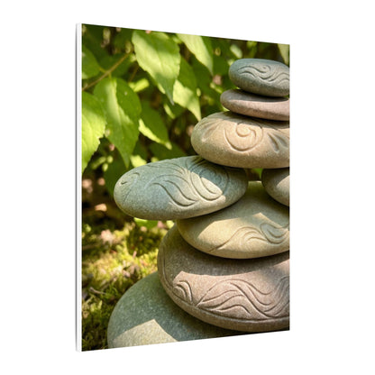 River Stones Summer Canvas Art | Japandi Earthy Design