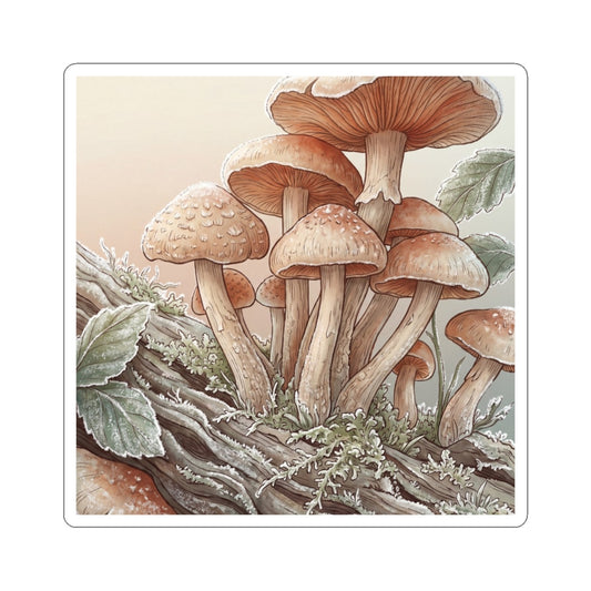 Cottagecore Wild Mushrooms in Dawn | Forest Whimsy Sticker Art Print