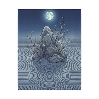 Spring Rock Garden Ukiyo E Inspired Canvas Art | Tranquil Decor