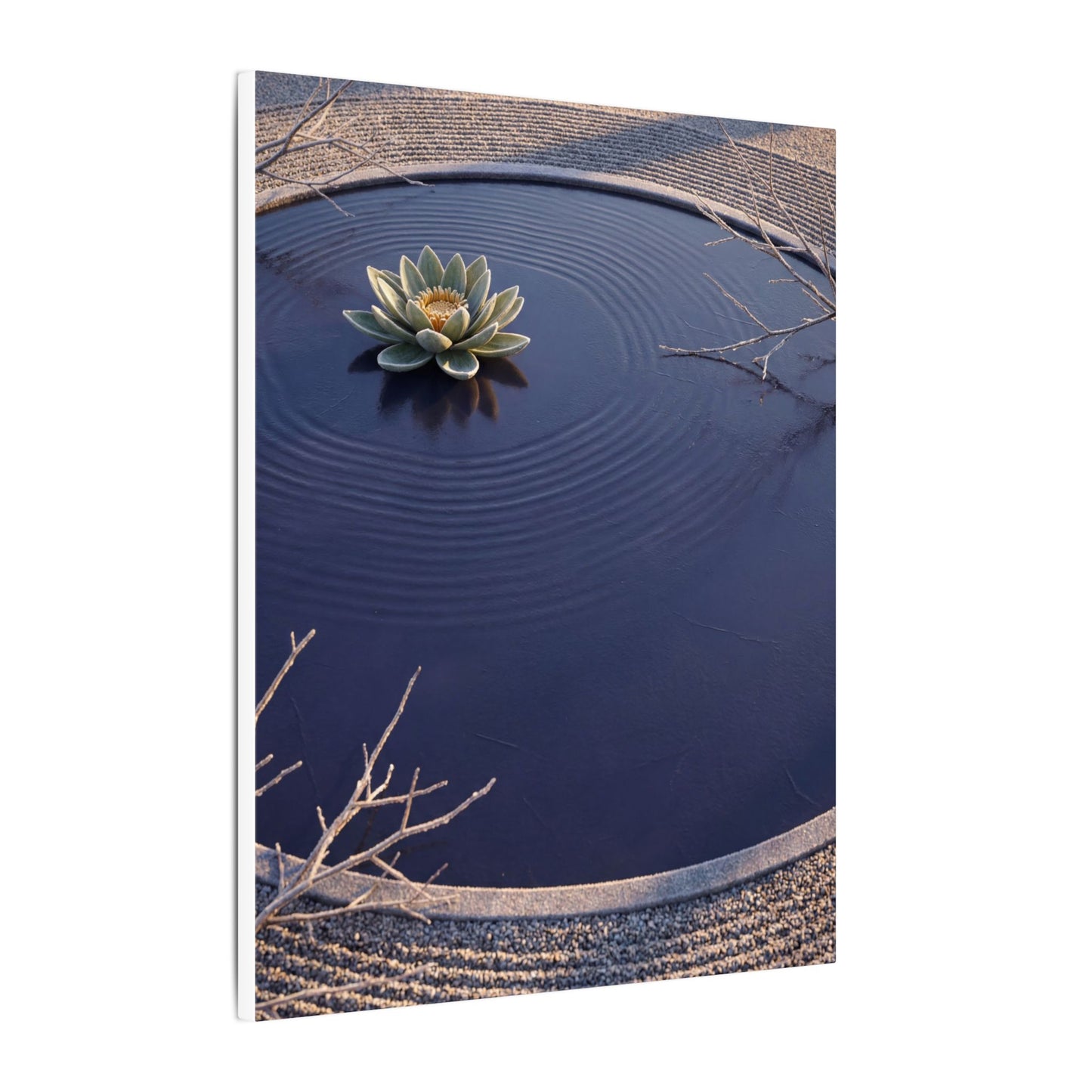 Lotus Flower Canvas Art | Winter Zen Karesansui Art