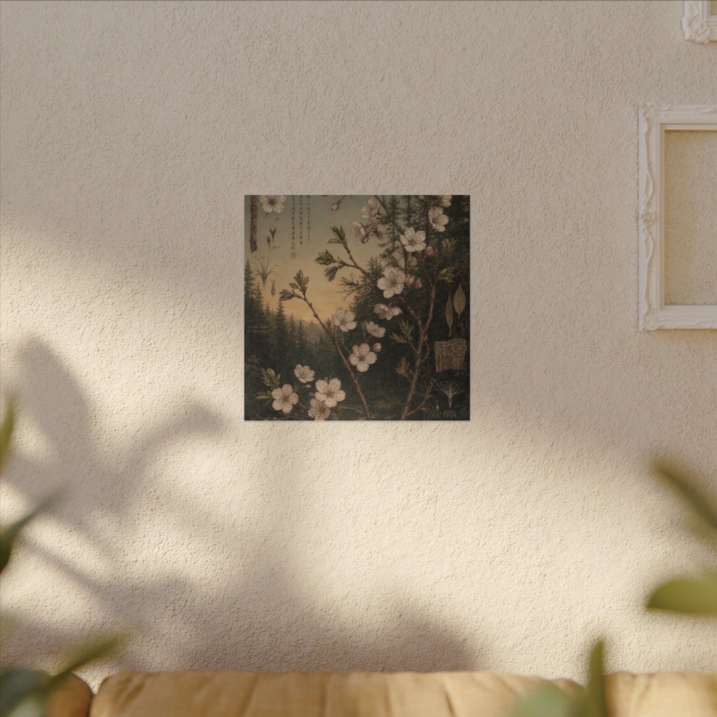 Spring Cherry Blossom Herbarium Canvas Art | Nostalgic Decor
