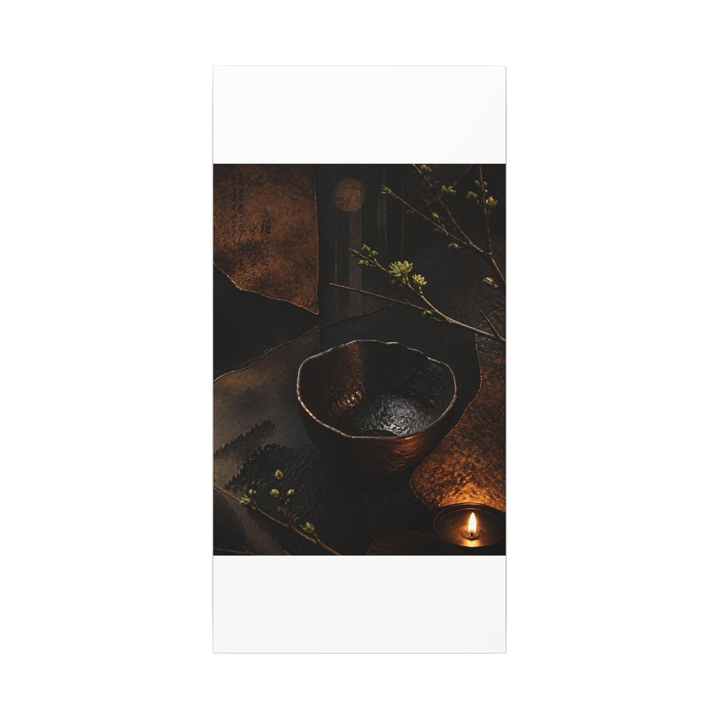 Atmospheric Ceramic Bowl Canvas Art - Shadow Zen Dark Japandi