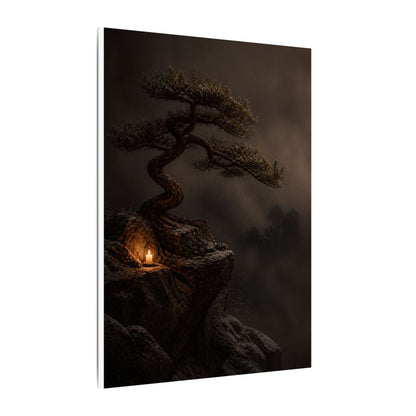 Pine Tree Shadow Zen Canvas Art | Luxurious Dark Japandi Art