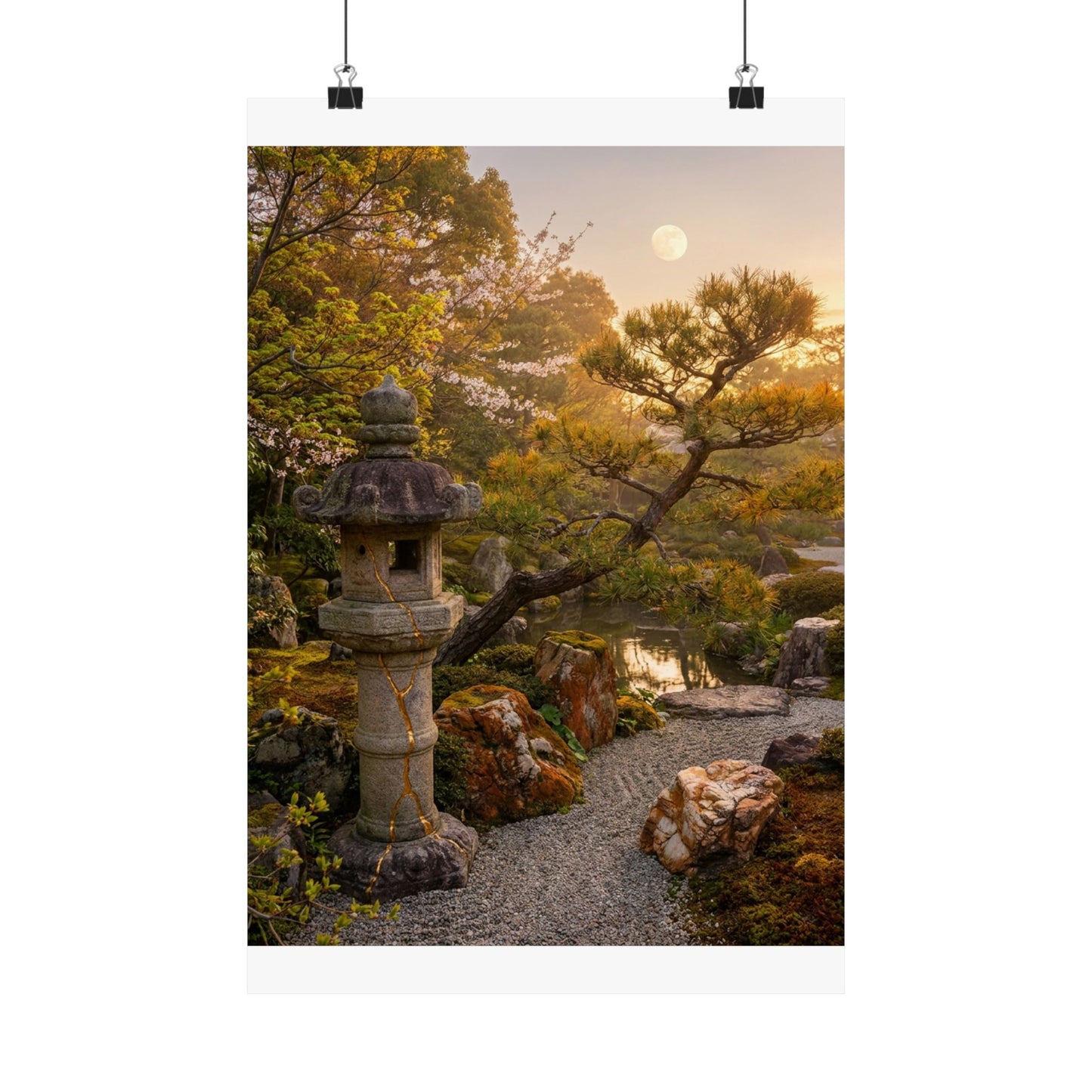Moonlit Garden Spring Wall Art Print | Kintsugi Resilient Design