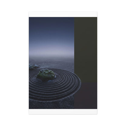 Ma Rock Garden Canvas Art - Dark Japandi Moody Minimal