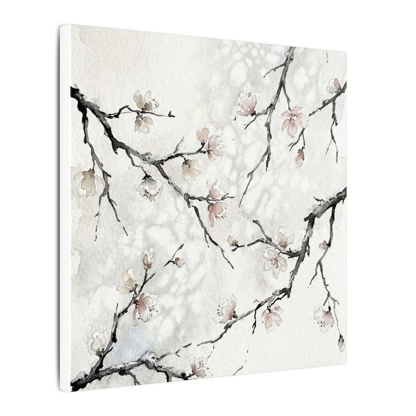 Cherry Blossom Canvas Art | Winter Japandi Watercolor Art