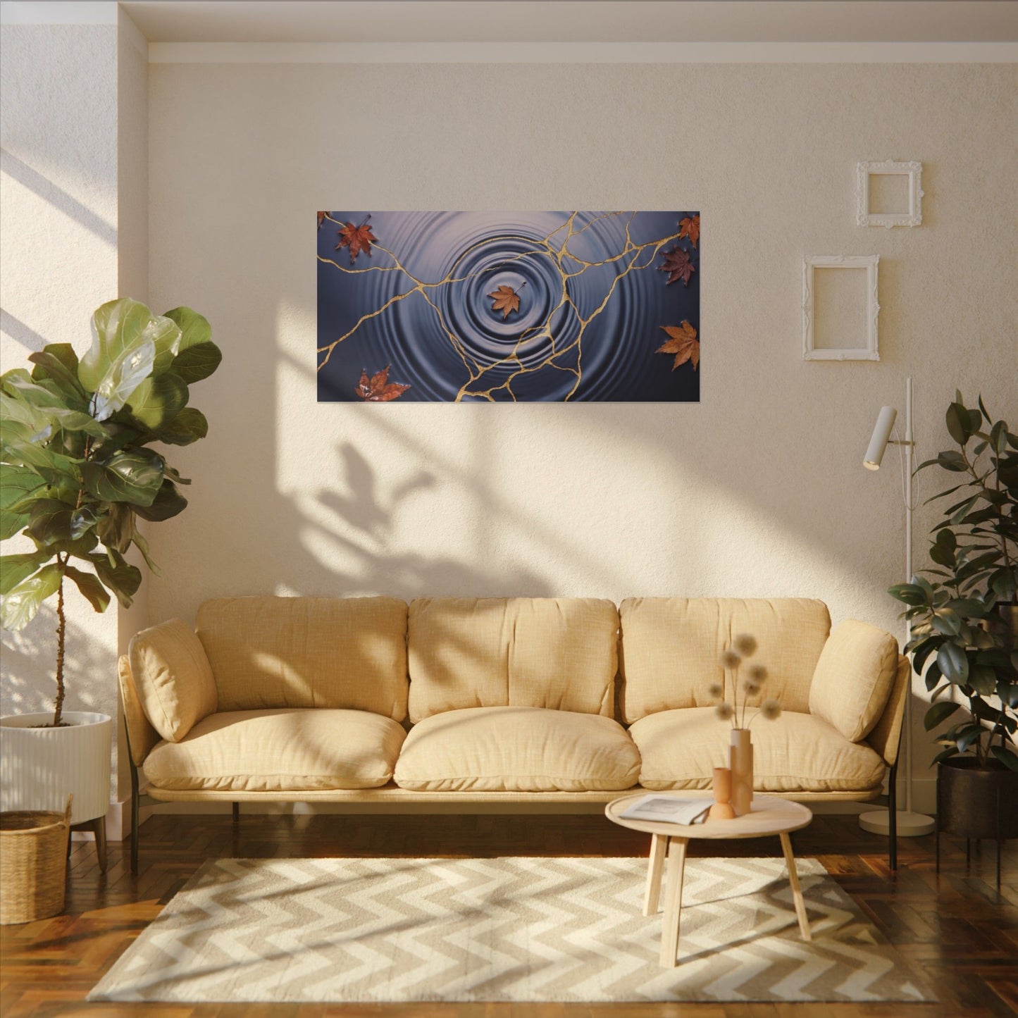 Kintsugi Water Ripple in Dawn | Gold Vein Canvas Art