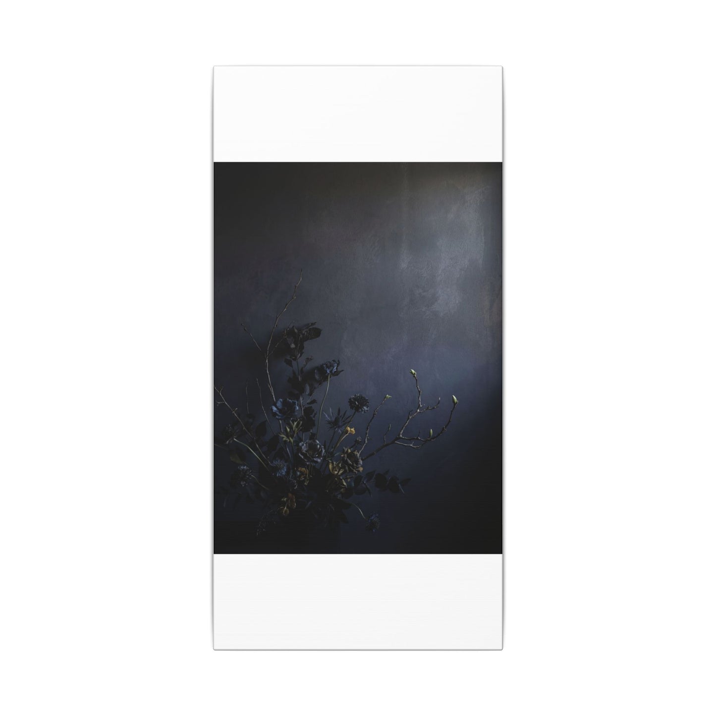 Dried Flowers Spring Canvas Art | Dark Japandi Moody Design