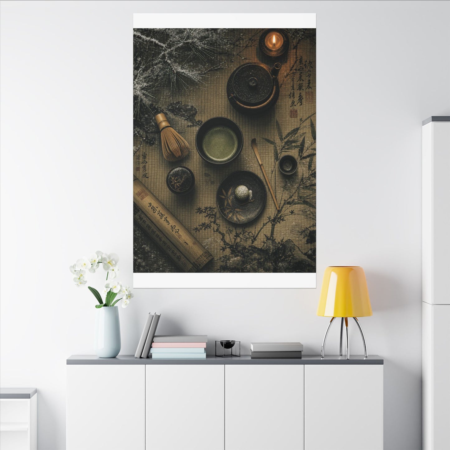 Tea Ceremony Canvas Art | Winter Zen Ukiyo E Inspired Art