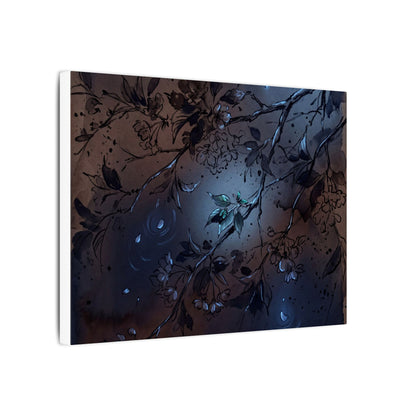 Bold Cherry Blossom Canvas Art - Charcoal Ink Dark Japandi