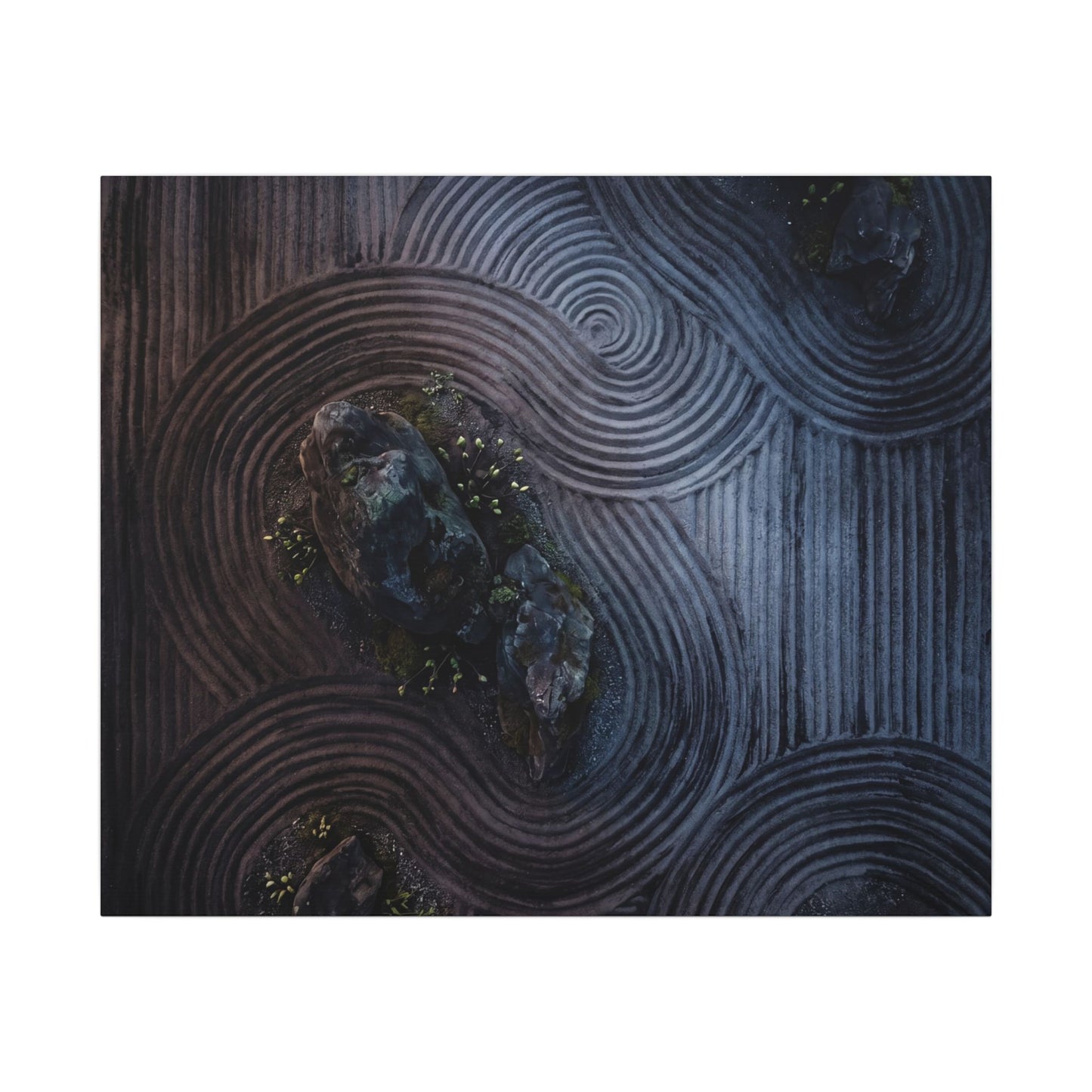 Spring Rock Garden Charcoal Ink Canvas Art | Bold Decor