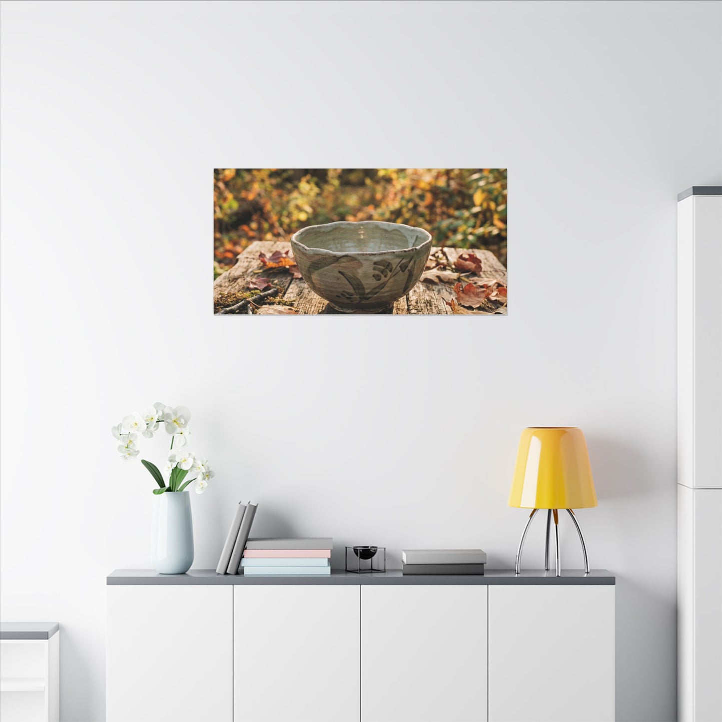 Golden Hour Ceramic Bowl Canvas Art - Japandi Fukinsei