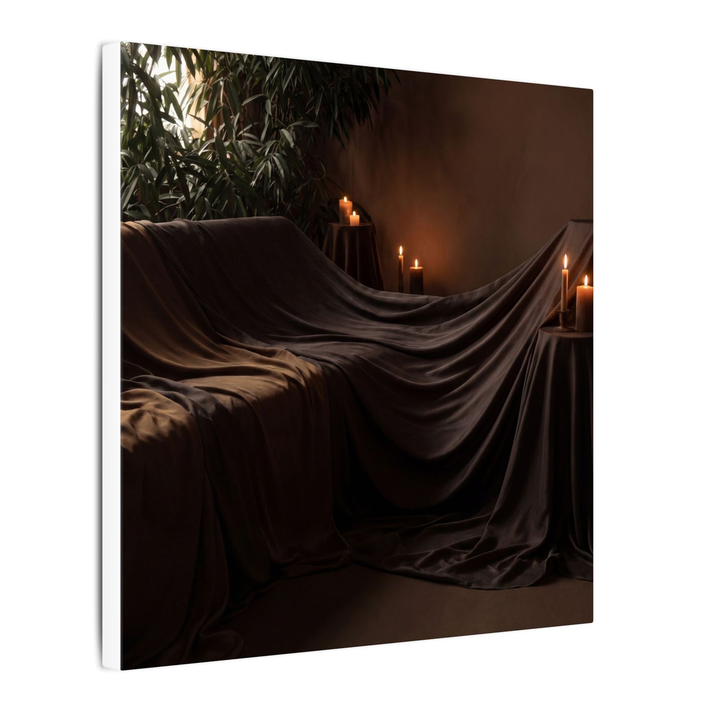 Candlelight Silk Drape Canvas Art - Dark Japandi Ma