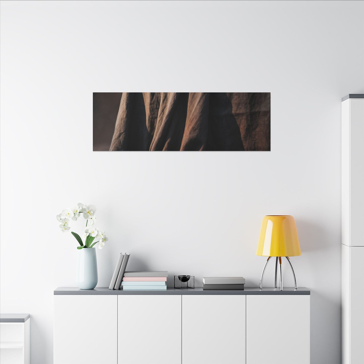 Silk Drape Canvas Art | Winter Dark Japandi Shadow Zen Art