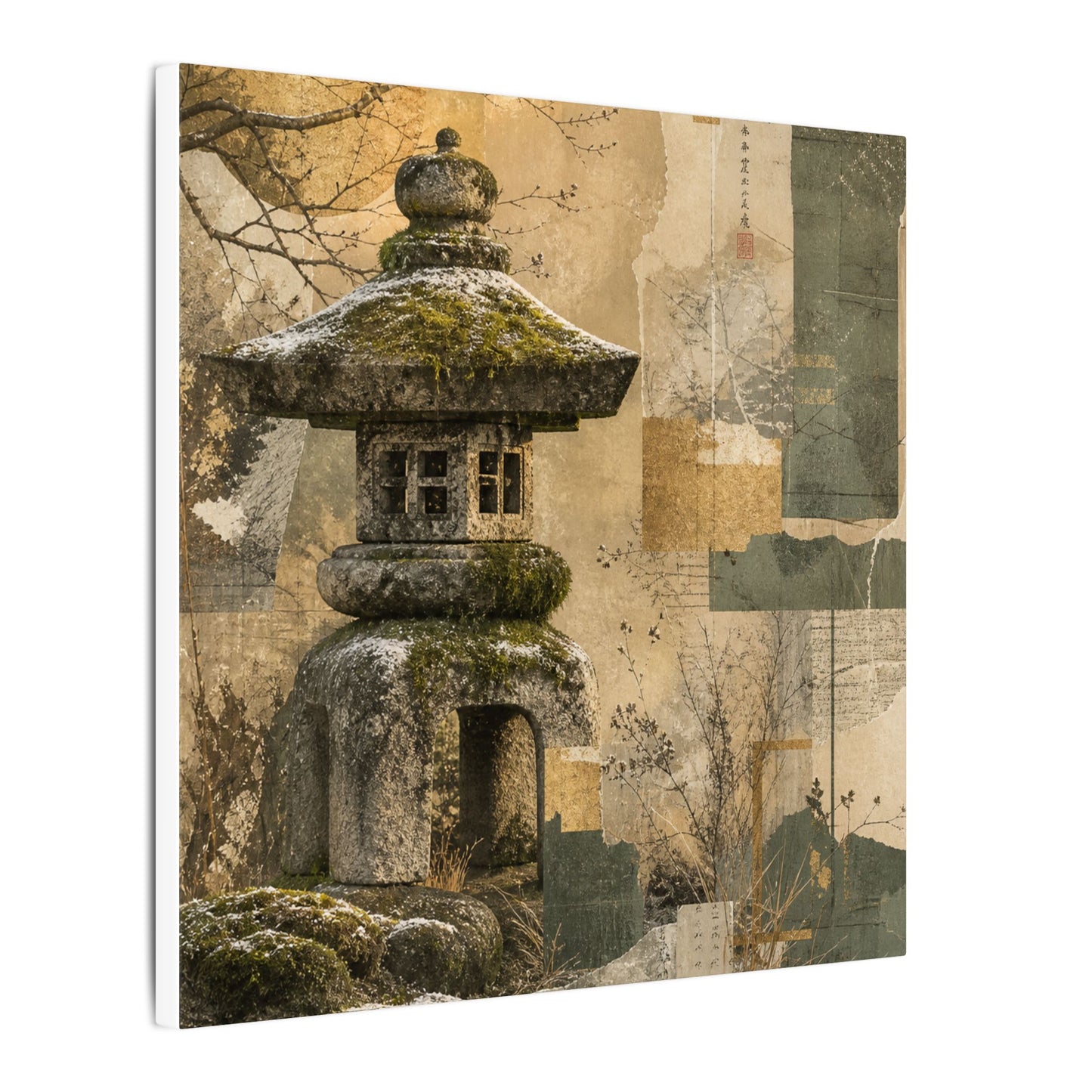 Elegant Stone Lantern Canvas Art - Texture Japandi