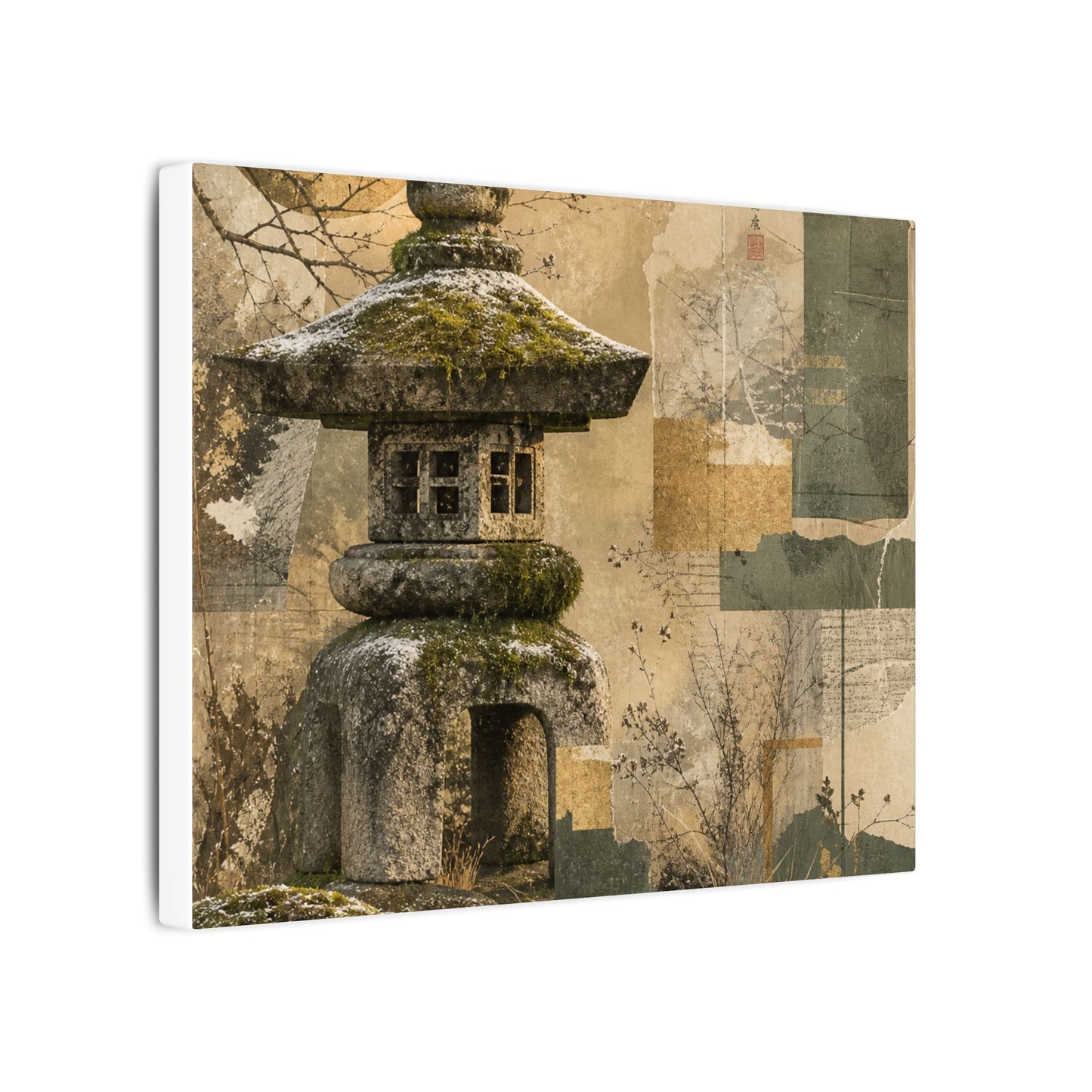 Elegant Stone Lantern Canvas Art - Texture Japandi
