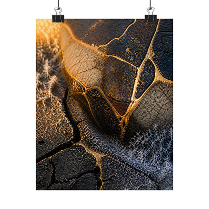 Kintsugi Cracked Earth in Golden Hour | Gold Repair Wall Art Print