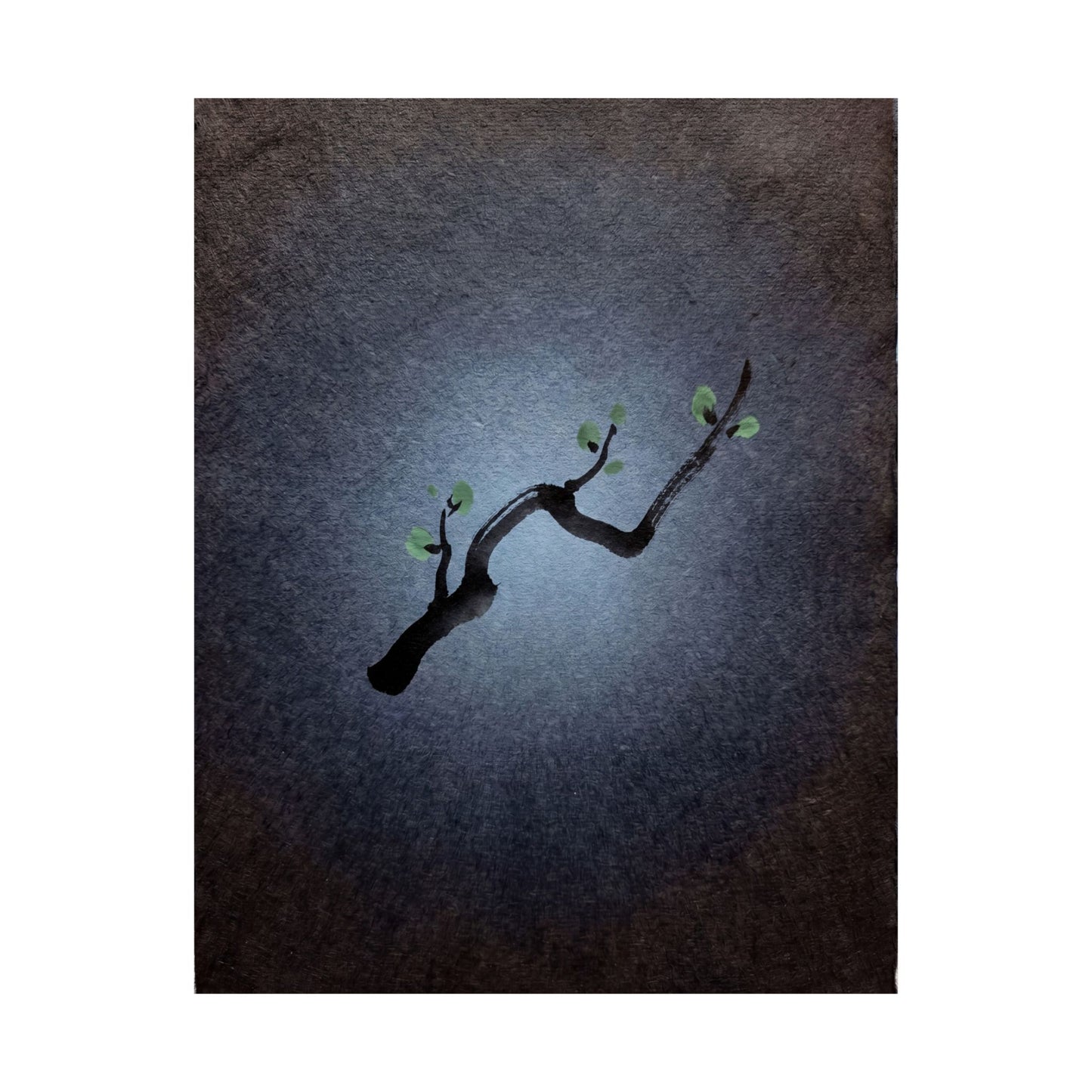 Moonlight Ink Brushstroke Wall Art Print - Dark Japandi Ma