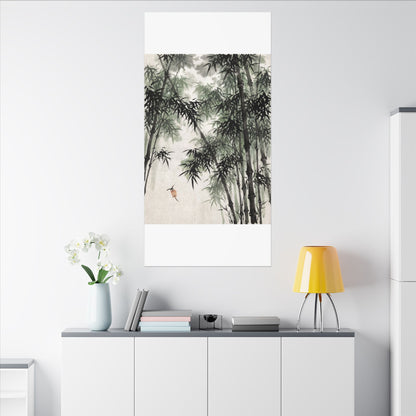 Zen Bamboo Grove in Overcast | Sumi E Canvas Art