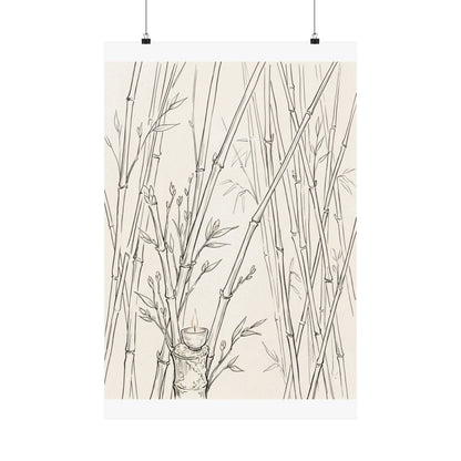 Bamboo Grove Wall Art Print | Spring Japandi Minimal Line Art