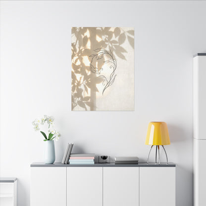 Warm Shoji Screen Canvas Art - Minimal Line Japandi