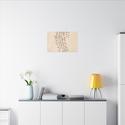 Japandi Wisteria in Golden Hour | Minimal Line Canvas Art