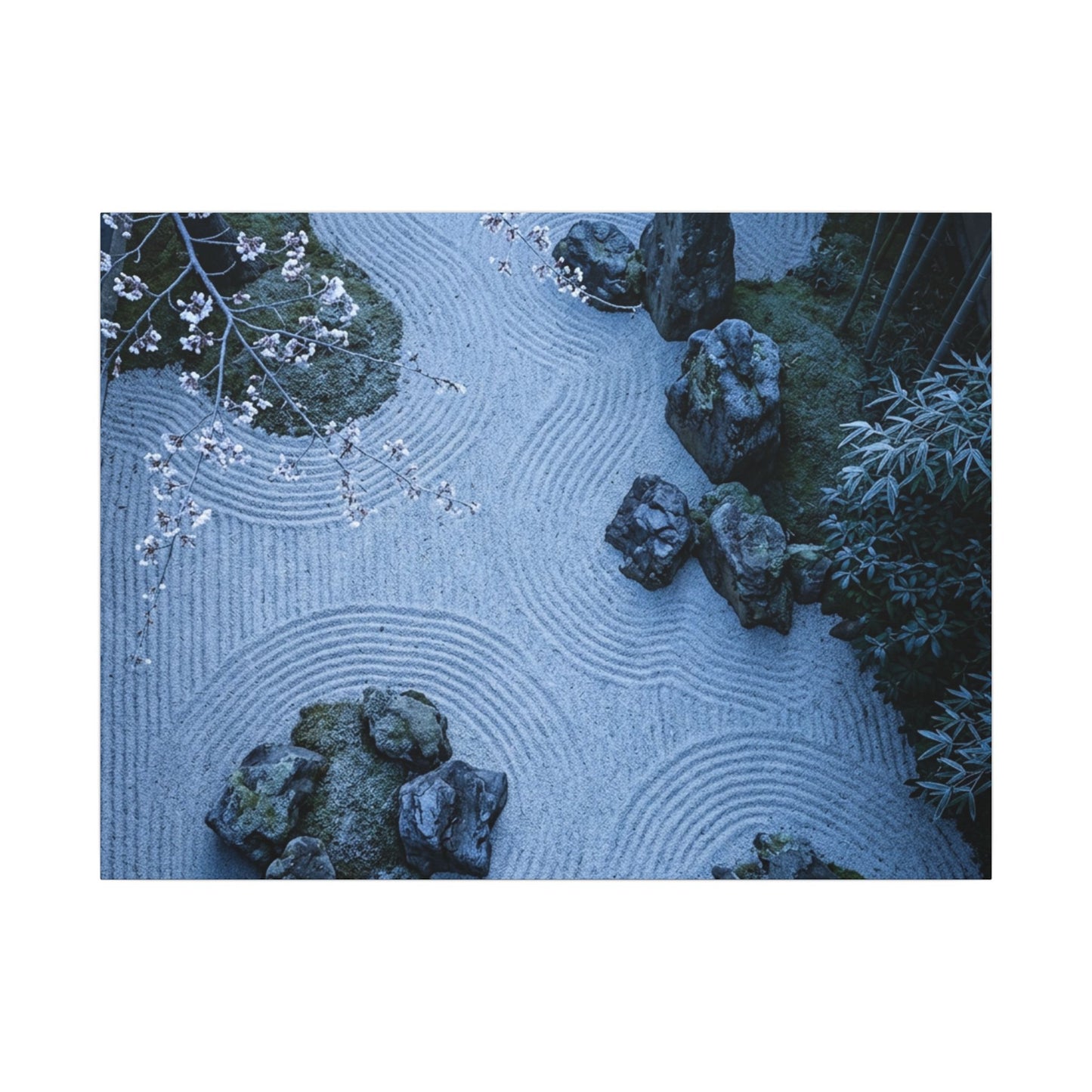 Contemplative Cherry Blossom Canvas Art - Karesansui Zen Art Print