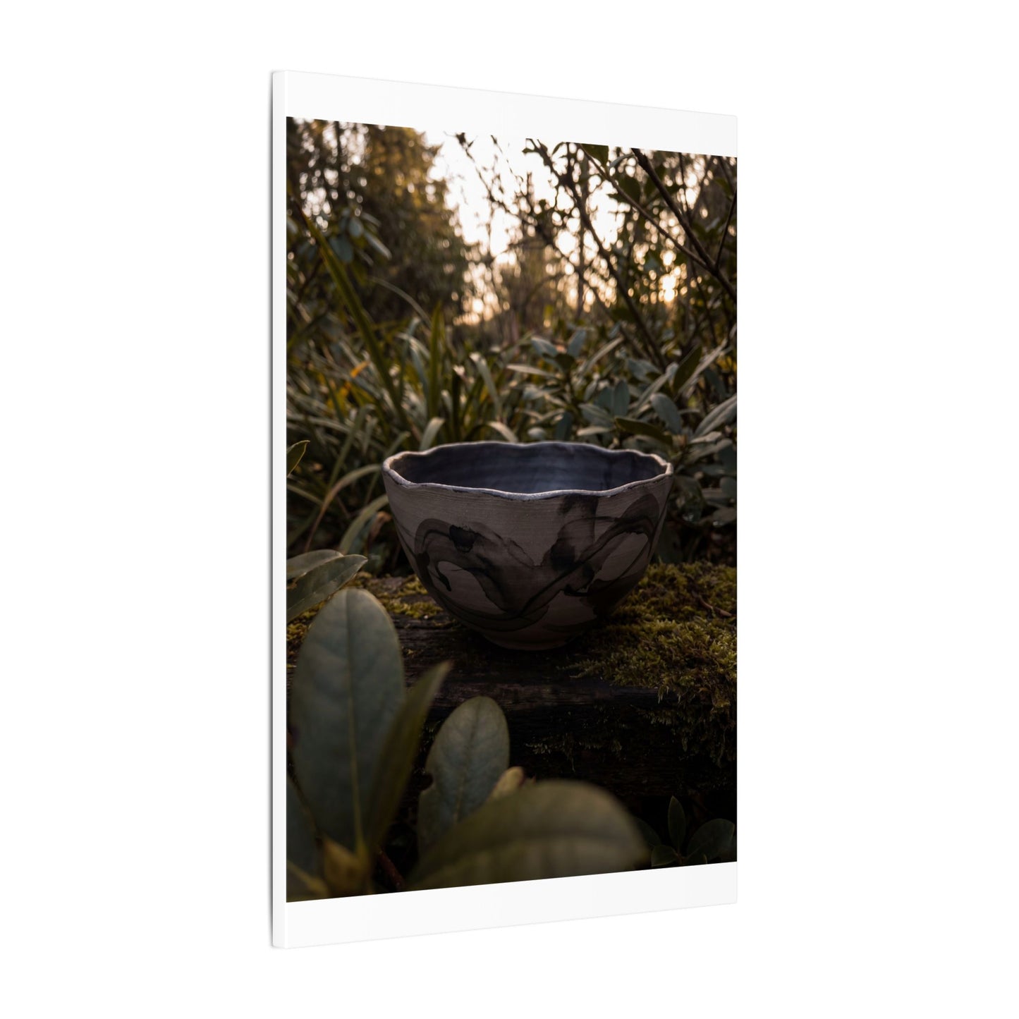 Ceramic Bowl Canvas Art | Summer Dark Japandi Charcoal Ink Art