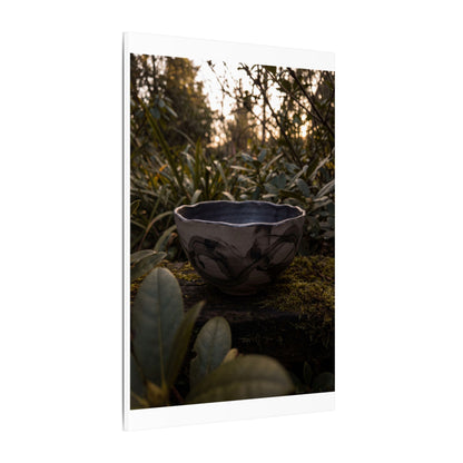 Ceramic Bowl Canvas Art | Summer Dark Japandi Charcoal Ink Art