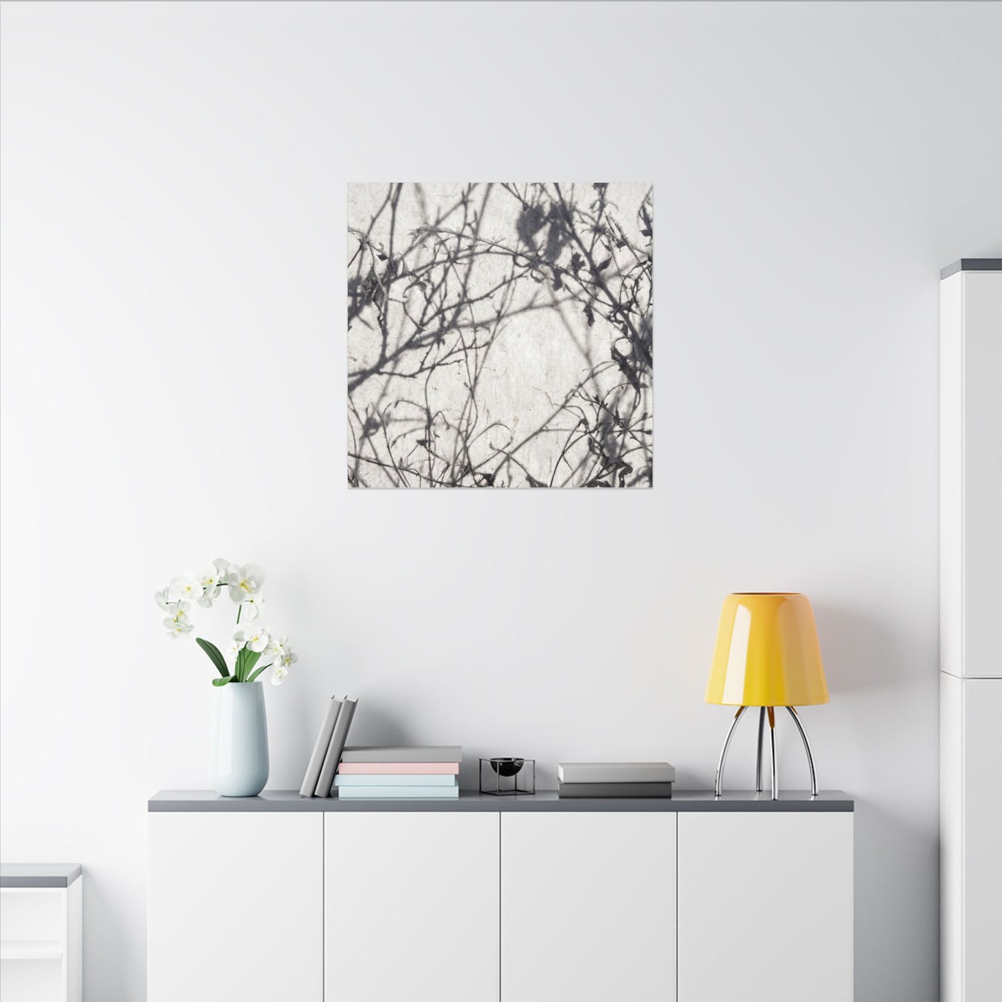 Winter Shadow Play Japanese Pattern Canvas Art | Elegant Decor