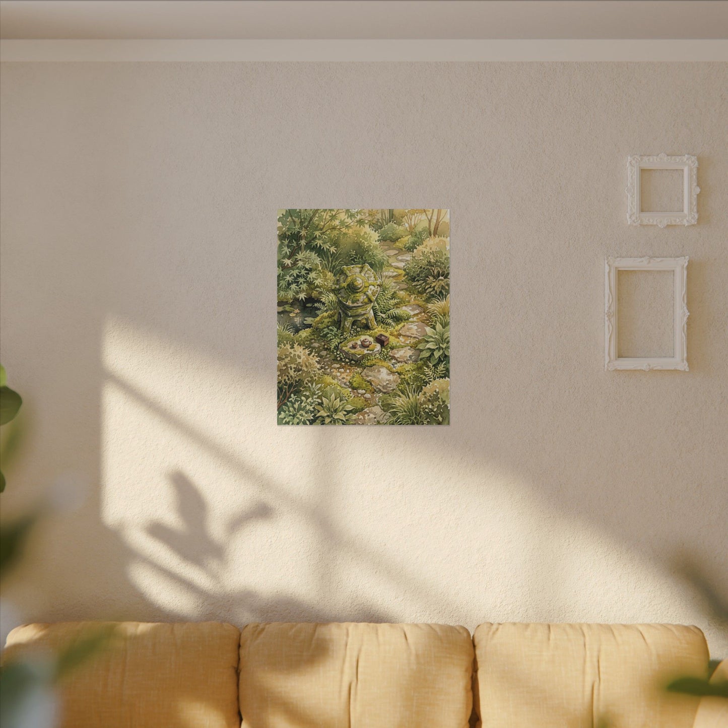Datsuzoku Stone Lantern Canvas Art - Japandi Watercolor