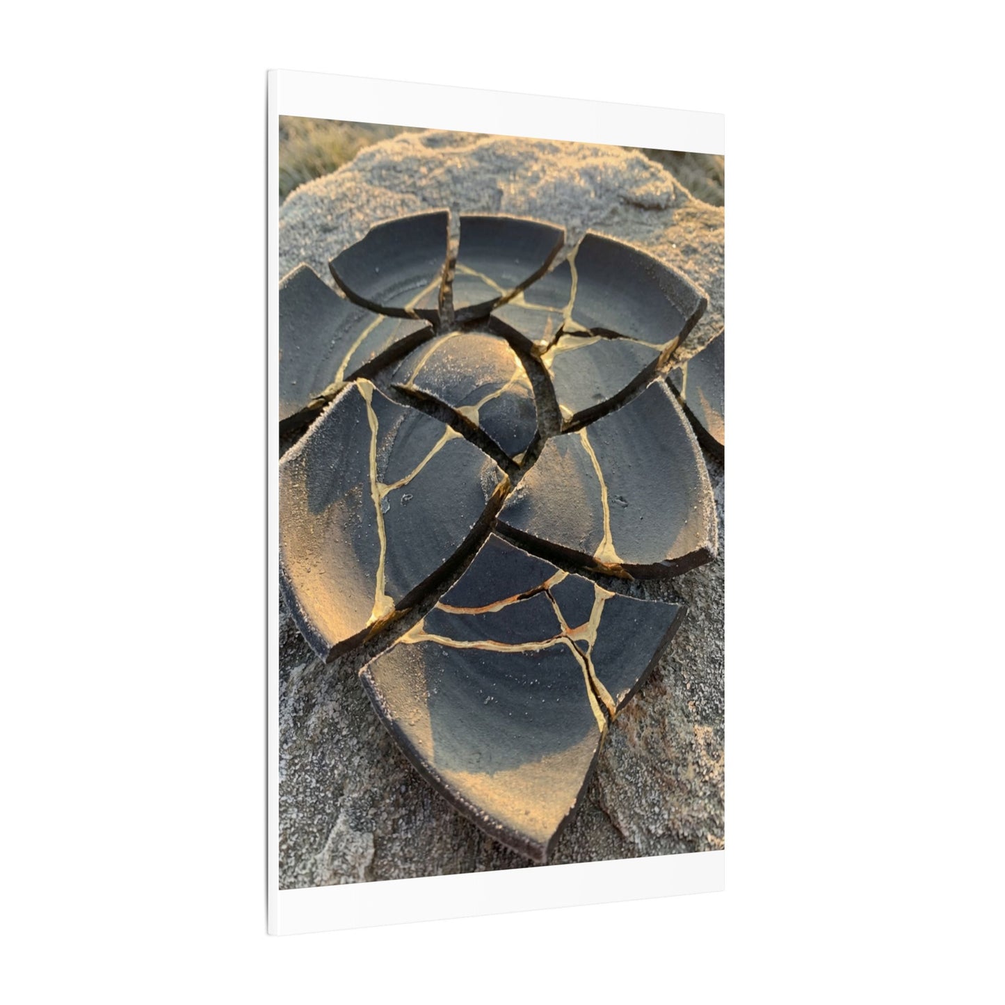 Broken Pottery Winter Canvas Art | Kintsugi Resilient Design