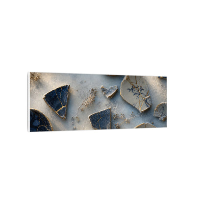 Broken Pottery Canvas Art | Winter Kintsugi Gold Vein Art