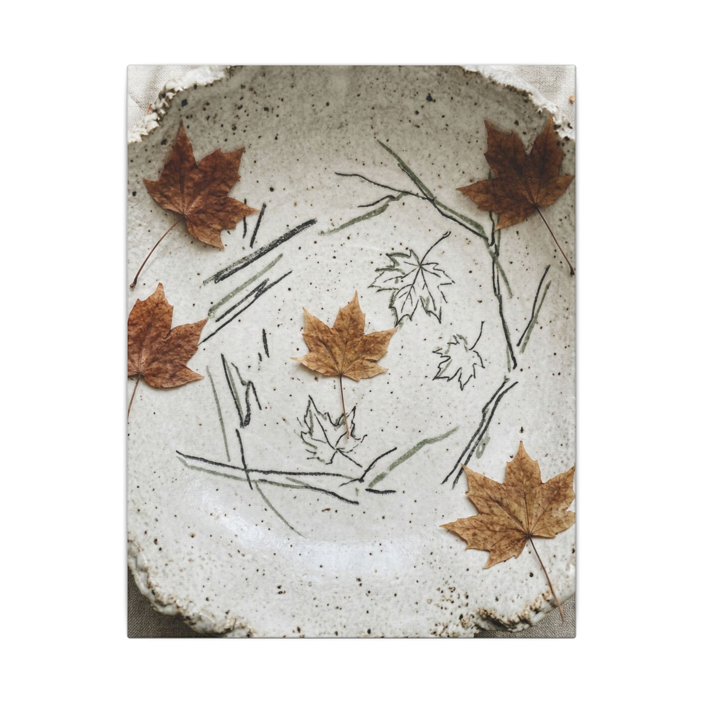 Ceramic Bowl Autumn Canvas Art | Japandi Elegant Design