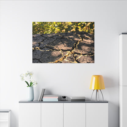 Shibui Cracked Earth Canvas Art - Kintsugi Gold Repair
