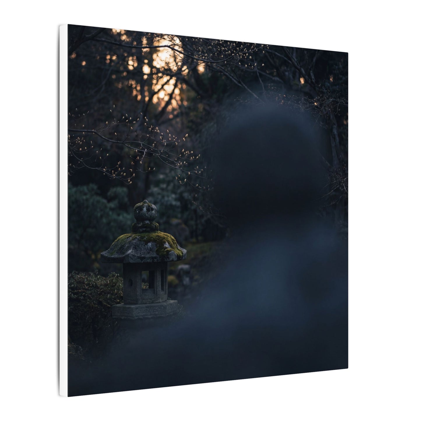 Spring Stone Lantern Moody Minimal Canvas Art | Bold Decor
