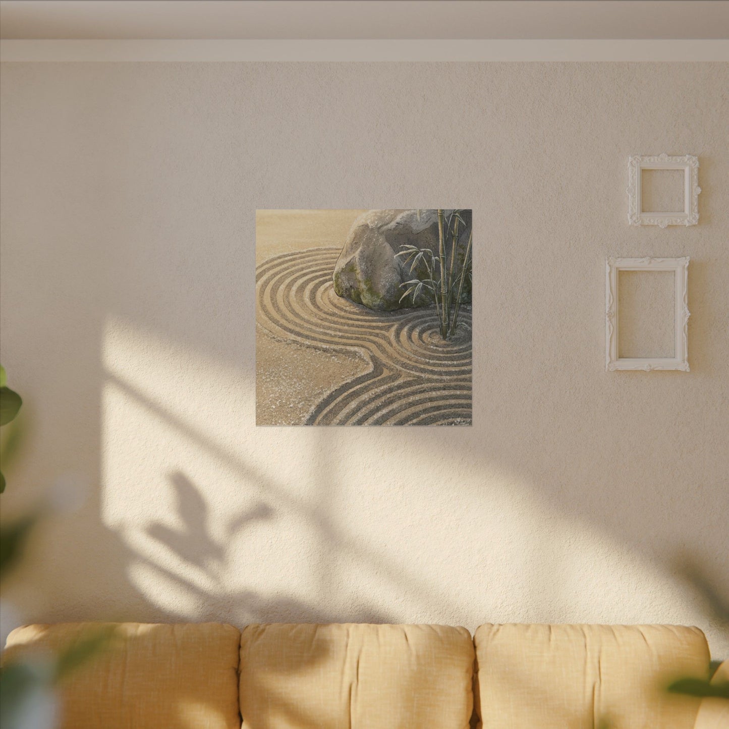 Rock Garden Winter Canvas Art | Zen Peaceful Design