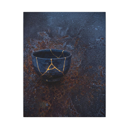 Rust Patina Winter Canvas Art | Kintsugi Healing Design