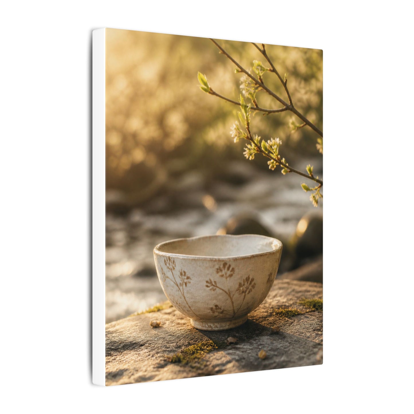 Neutral Ceramic Bowl Canvas Art - Japanese Pattern Japandi