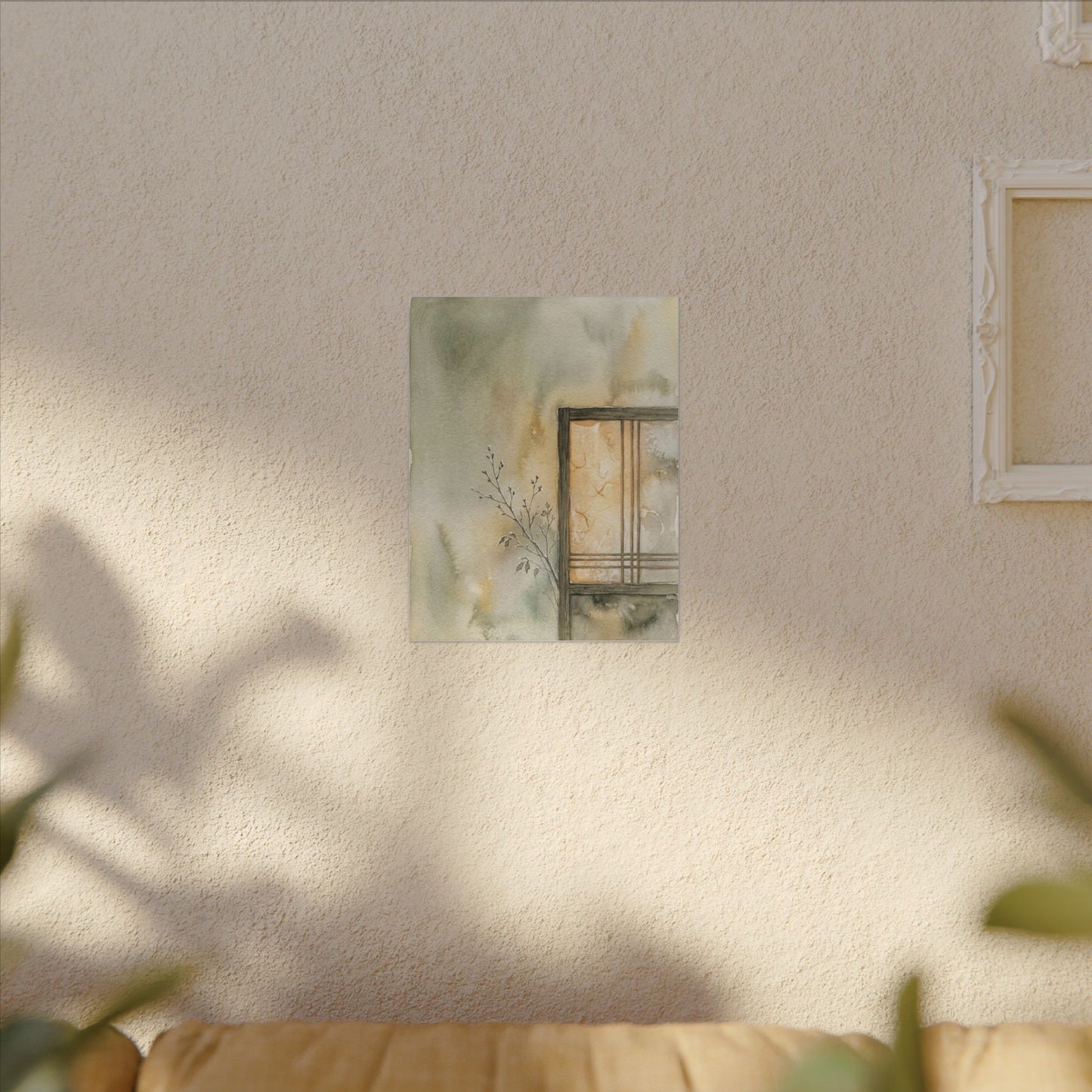 Ma Shoji Screen Canvas Art - Japandi Watercolor