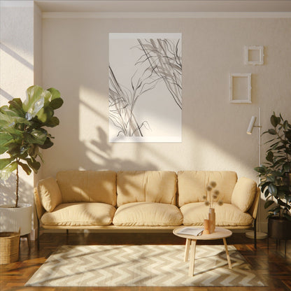 Neutral Shoji Screen Canvas Art - Minimal Line Japandi