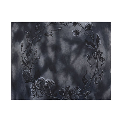 Dried Flowers Canvas Art | Winter Dark Japandi Shadow Zen Art Art Print