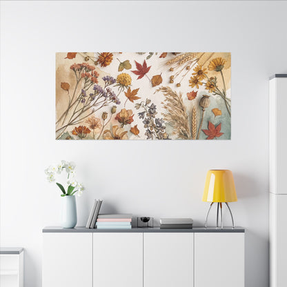 Dried Flowers Canvas Art | Autumn Japandi Watercolor Art
