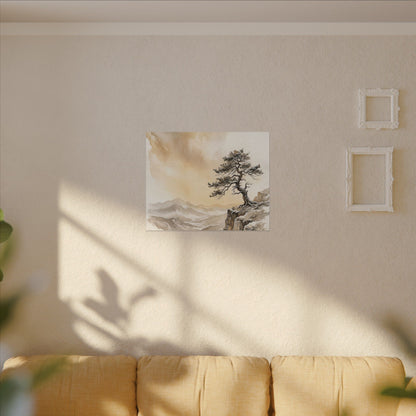 Pine Tree Canvas Art | Winter Japandi Watercolor Art