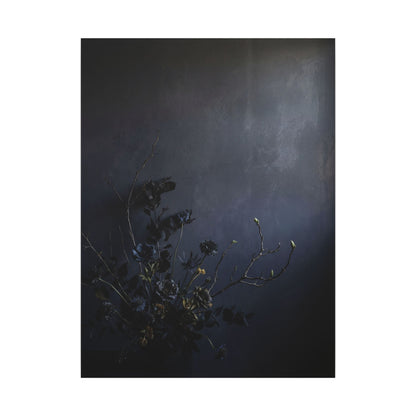 Dried Flowers Spring Canvas Art | Dark Japandi Moody Design
