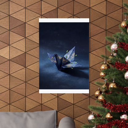 Paper Fold Wall Art Print | Spring Kintsugi Crackle Gold Art