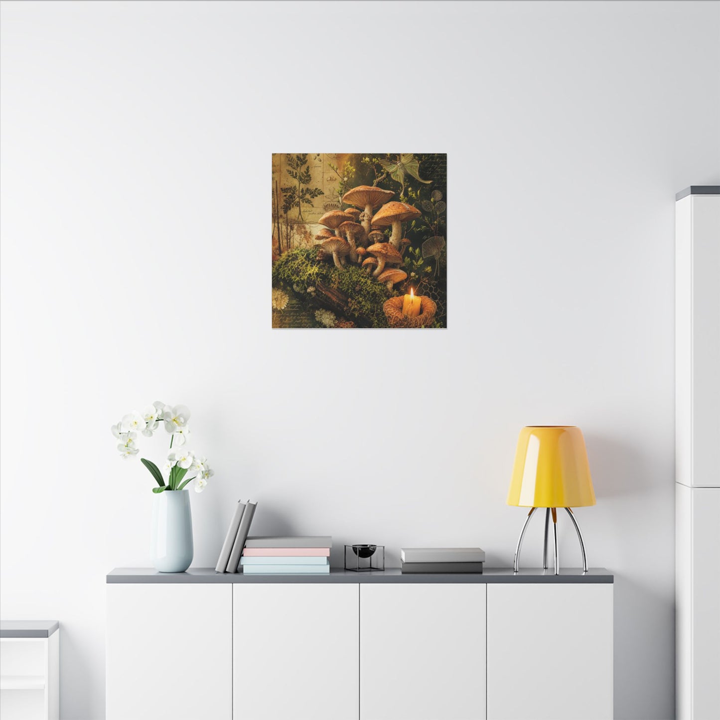 Spring Wild Mushrooms Herbarium Canvas Art | Earthy Decor