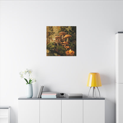 Spring Wild Mushrooms Herbarium Canvas Art | Earthy Decor