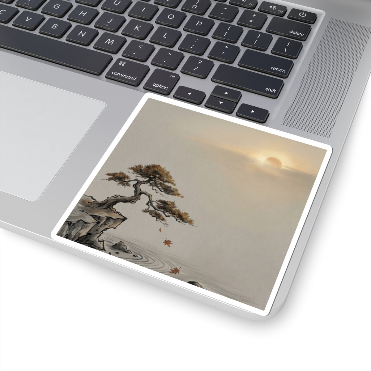 Serene Pine Tree Sticker - Karesansui Zen Art Print
