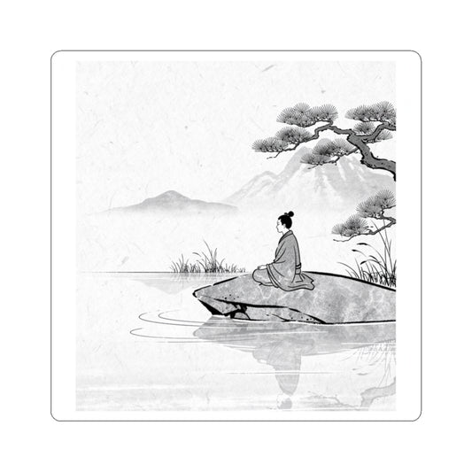 Meditation Harmonious Zen Ukiyo-e Sticker | Meditation Harmonious Ukiyo E Inspired Art Print